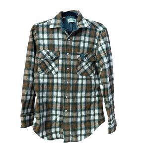 Vintage 1970s Wool Plaid Flannel Women’s size medium tall MT